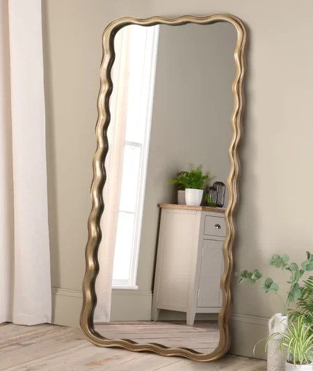 Cayden-71"x 31" Luxury Retro Gold Full Length Mirror Wall Hanging Floor Mirror